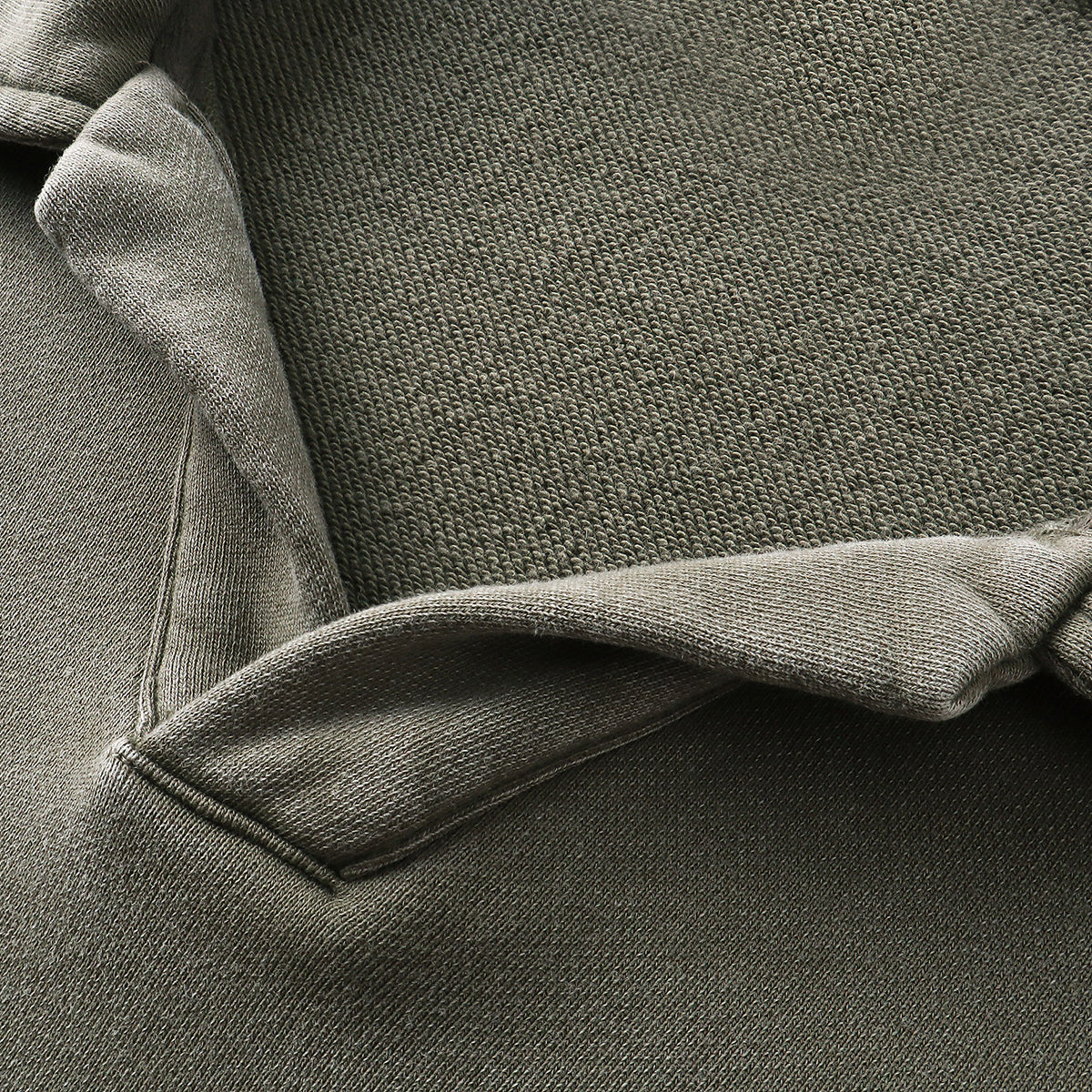 Distressed Edge Buttonless Long-Sleeve Polo