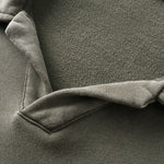 Distressed Edge Buttonless Long-Sleeve Polo