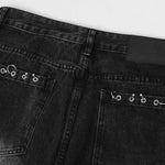 Washed Black Denim Utility Cargo Pants