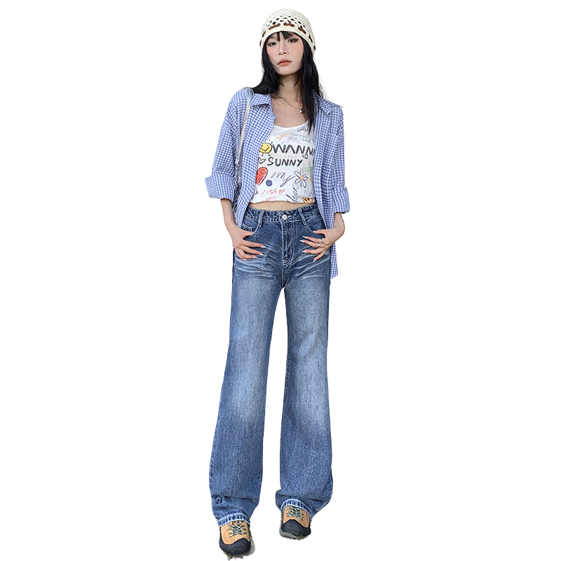 Whiskers Wide Leg Jeans-INNBLAC Fashion Apparel