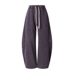 Vintage Washed Curved Panel Wide Drawstring Pants