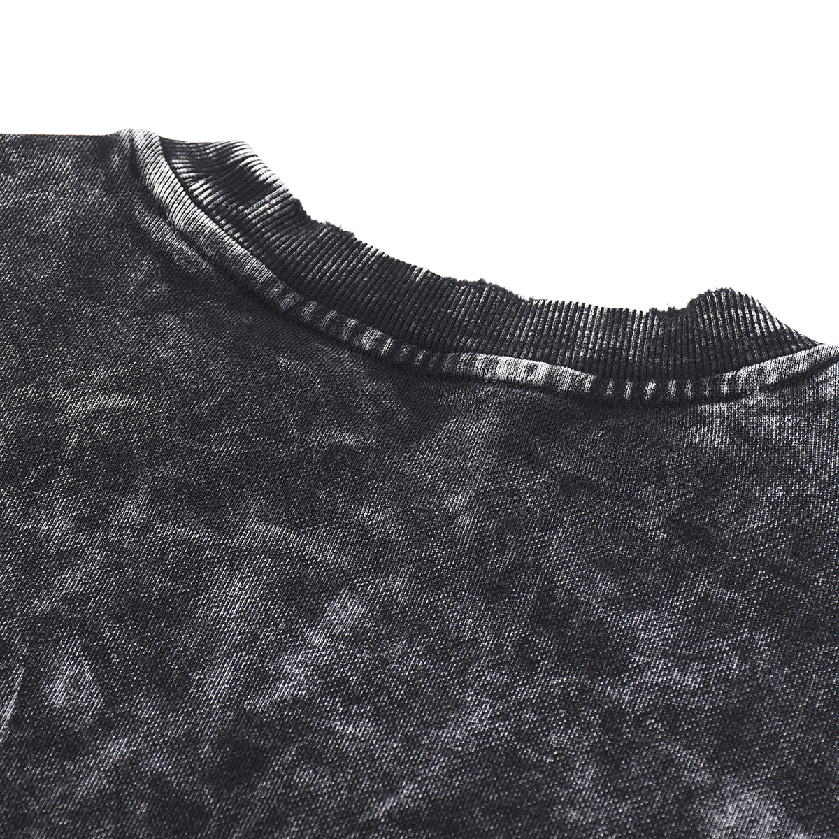 Stone-Washed Distressed Loose-Fit Sweatshirt