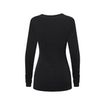 Asymmetric Neck Long Sleeve Ribbed Top