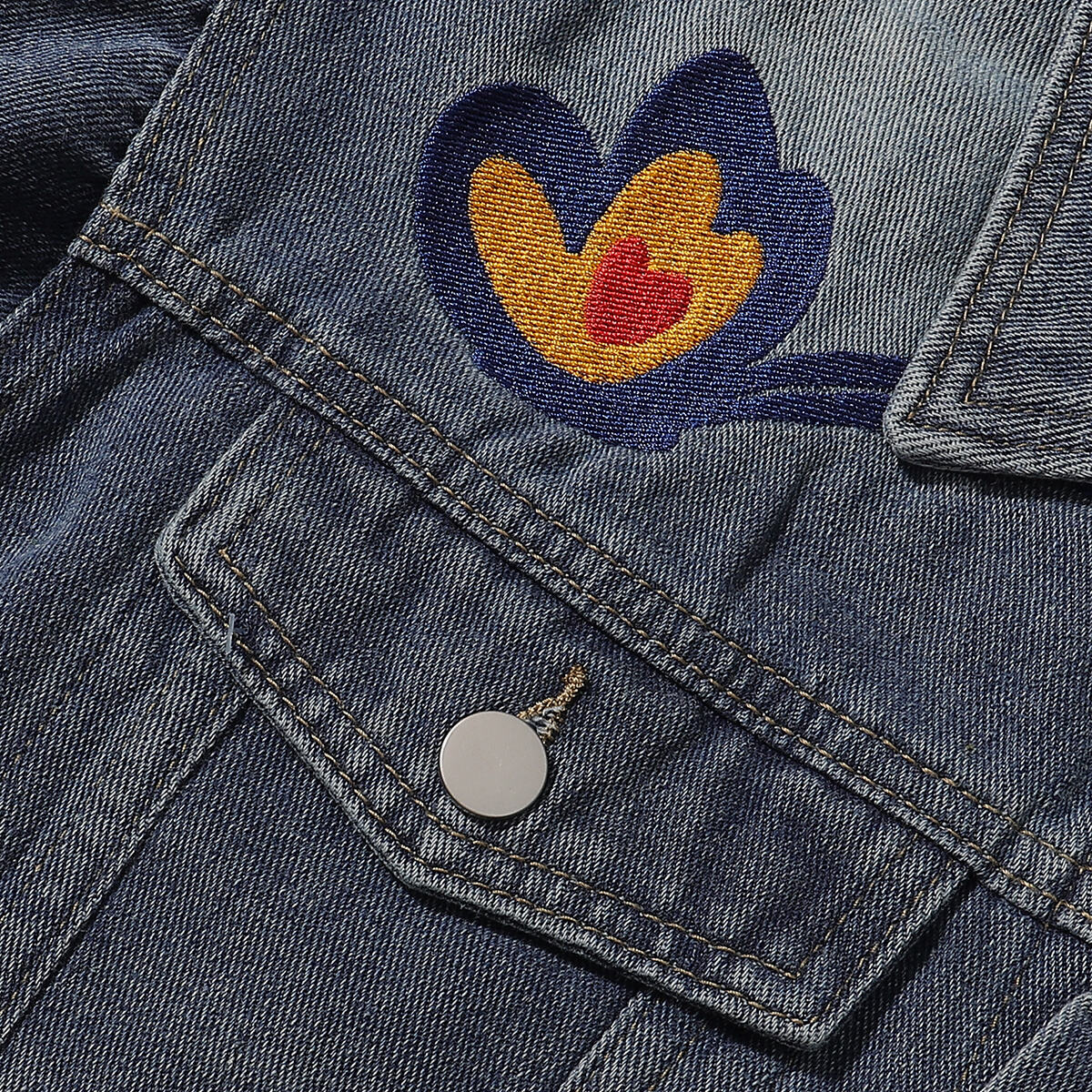 Butterfly Embroidery Denim Trucker Jacket
