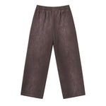Monkey Wash Ripped Distressed Curved Wide Leg Cotton Sweatpants