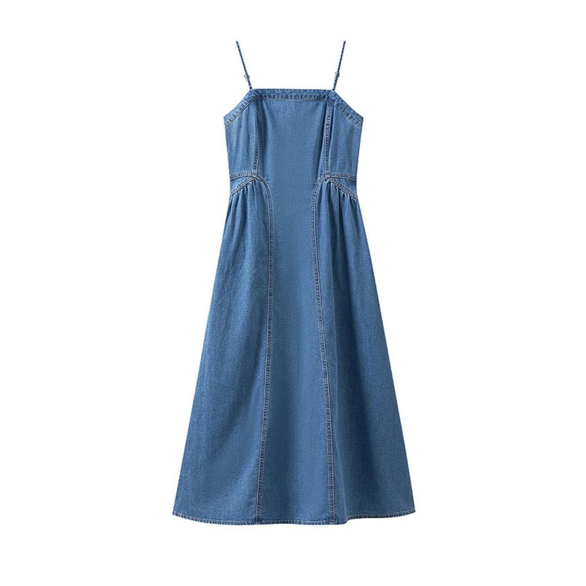 Spaghetti Strap Denim Midi Dress