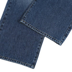 Deep Blue Washed Cat Whisker A-Line Straight Baggy Denim Jeans