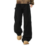 Washed Solid Wide Relaxed Workwear Pants