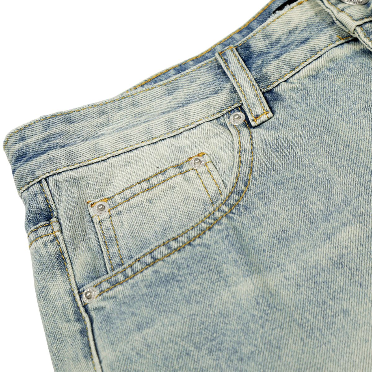 Men's Heavy-Washed Distressed Loose Straight-Leg Denim Pants