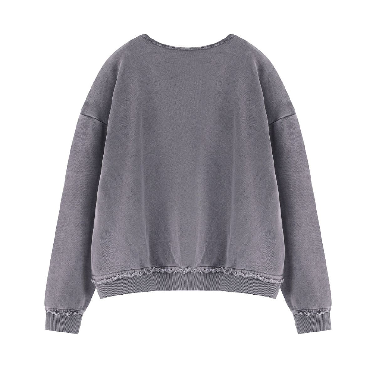 Loose Crew Neck Raw Edge Washed Sweatshirt