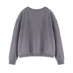 Loose Crew Neck Raw Edge Washed Sweatshirt