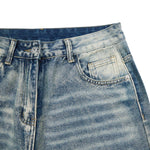 Retro Bleached Ripped Loose Fit Wide Leg Jeans