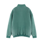 Heavyweight Washed Fleece Stand Collar Zip Sweatshirt