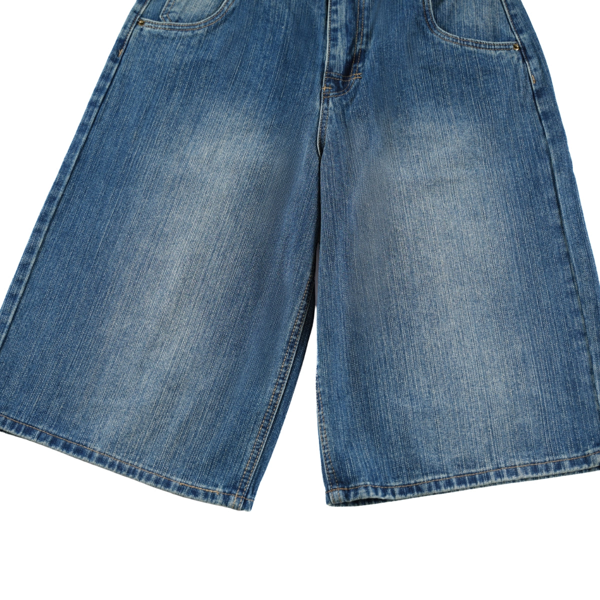 Retro Washed Denim Wide-Leg Bermuda Short