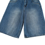 Retro Washed Denim Wide-Leg Bermuda Short