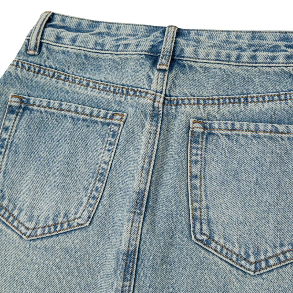 Women's Distressed Denim Midi Skirt