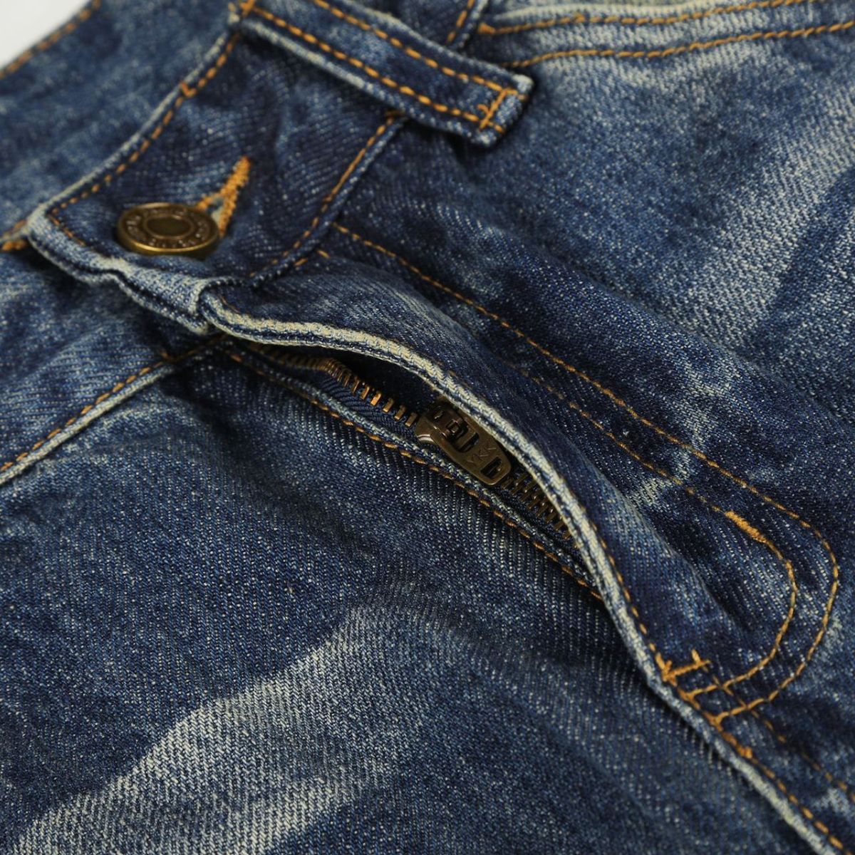 Washed Whiskering Wide Leg Vintage Denim Jeans