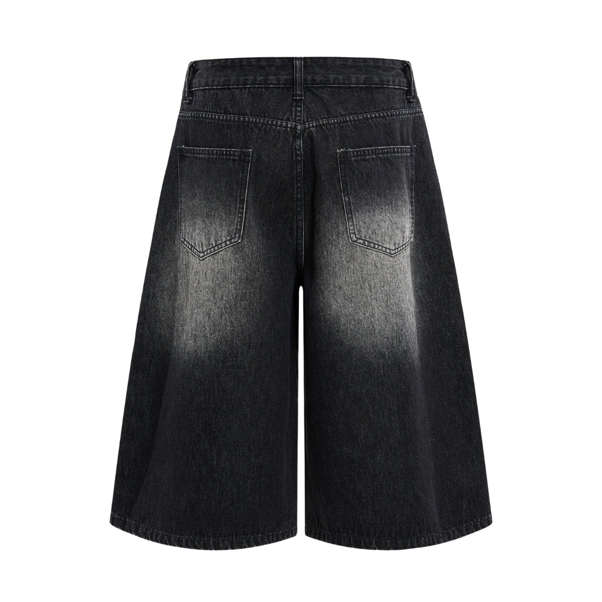 Washed Indigo Relaxed Fit Utility Denim Shorts