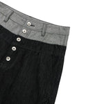 Two‑Tone Waistband Black Wide‑Leg Denim Jeans