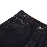 Deconstructed Embroidered Raw Denim Bermuda Shorts