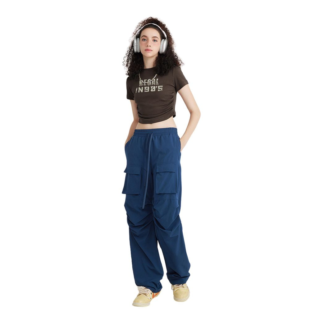 Pleated Waist Graphic Crop Top-INNBLAC Fashion Apparel