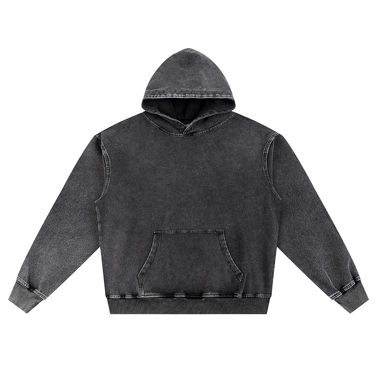 Knit Denim Kangaroo Pocket Hoodie