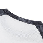 Unisex Leopard Print Raglan Stack Sleeve Crop T-Shirt