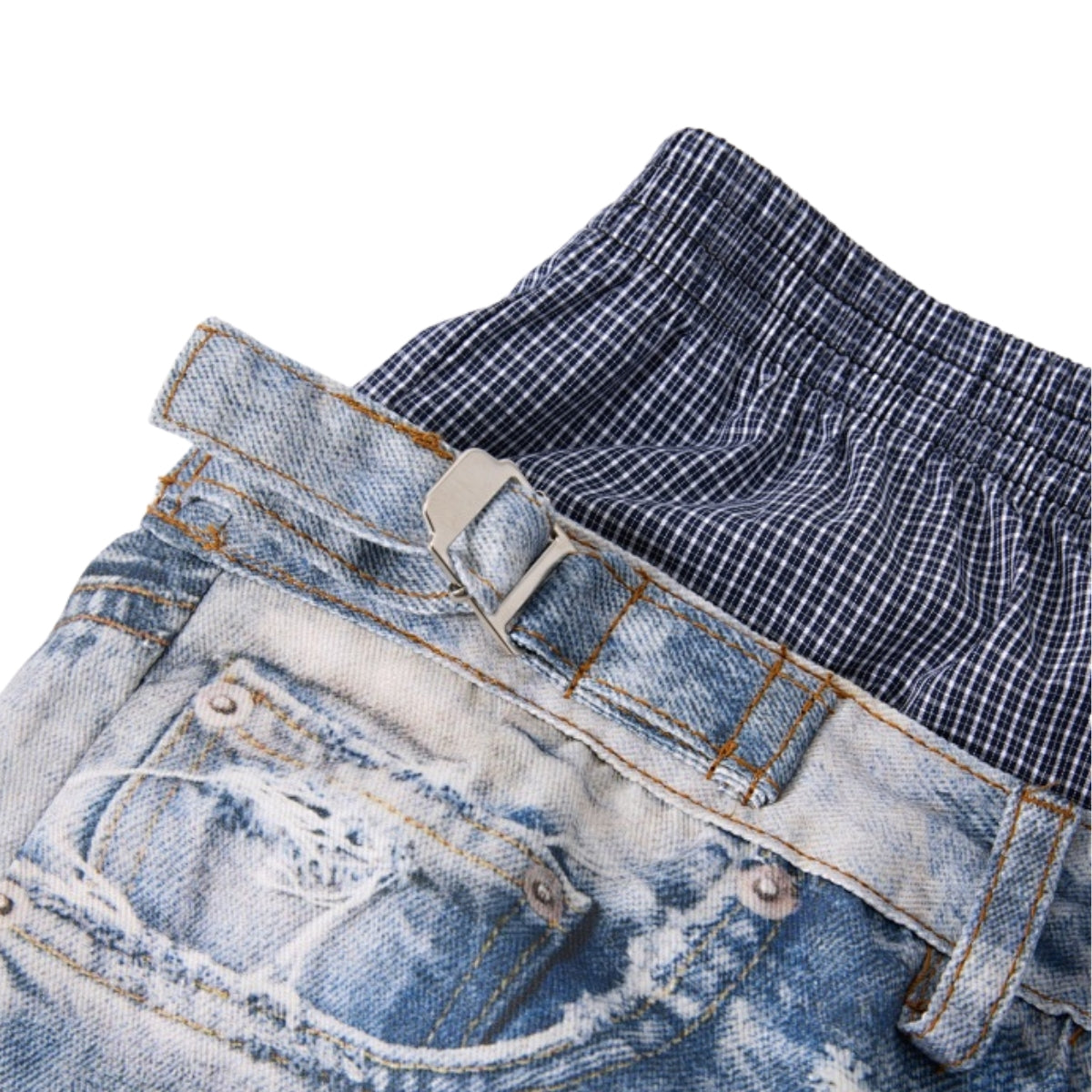 West Coast Double Waist Denim Texture Wide Leg Pants