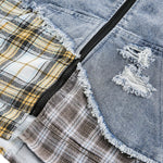 Vintage Distressed Patchwork Denim Jacket