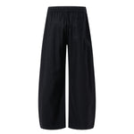 Solid Tint Linen-Blend Barrel Pants