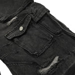 Men's Cargo Denim Pants Wide Leg Distressed Punk Street Unique
