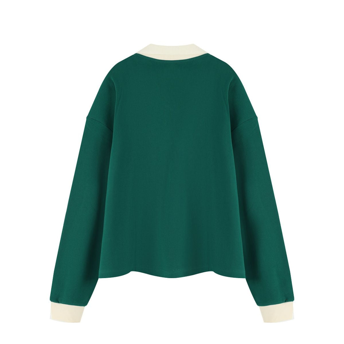Women's Heavyweight Washed Color Block Collared Long Sleeve Sweatshirt