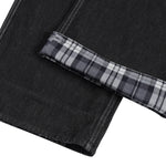 Plaid Cuff Baggy Jeans