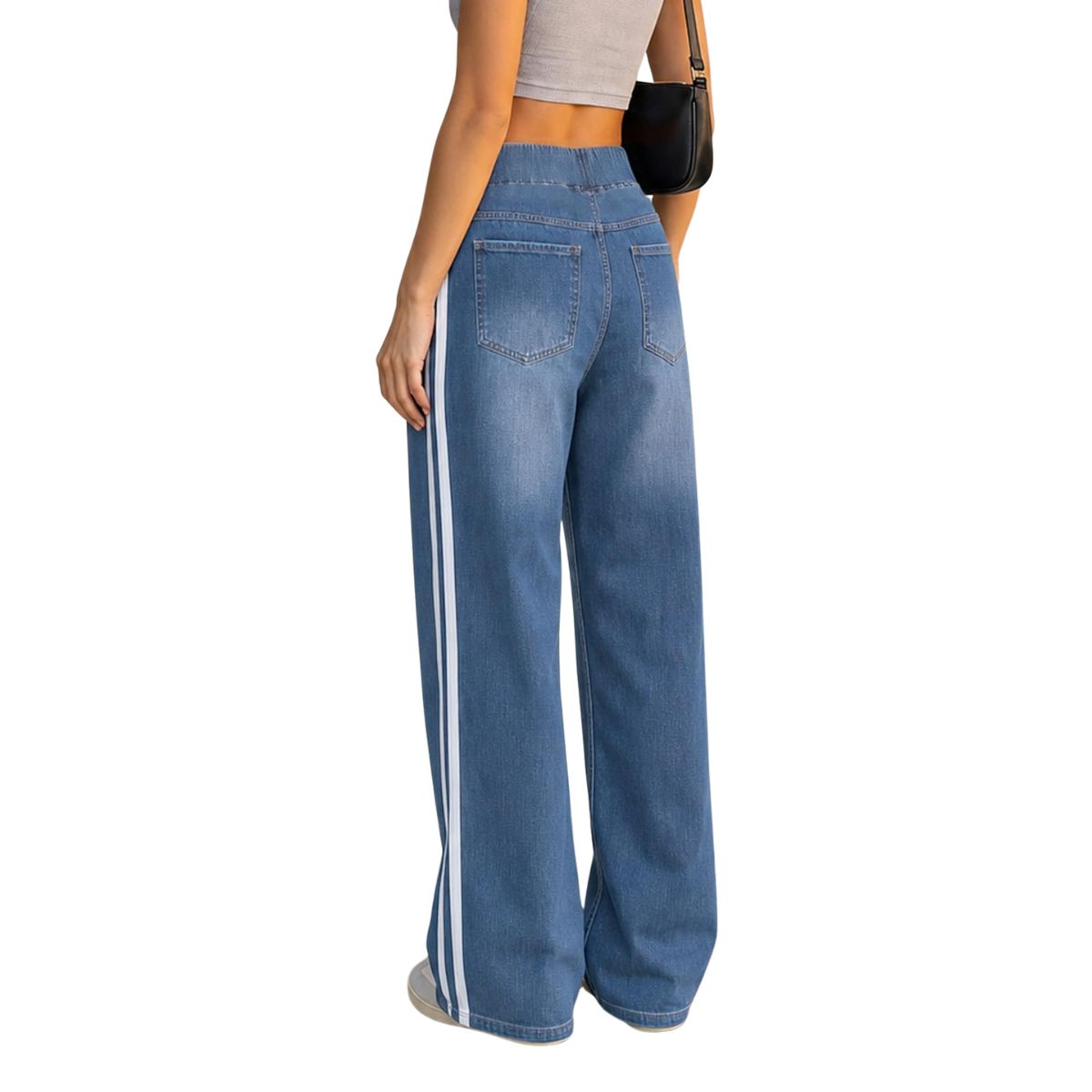 Women's Side Stripe Stretch Wide Leg Jeans