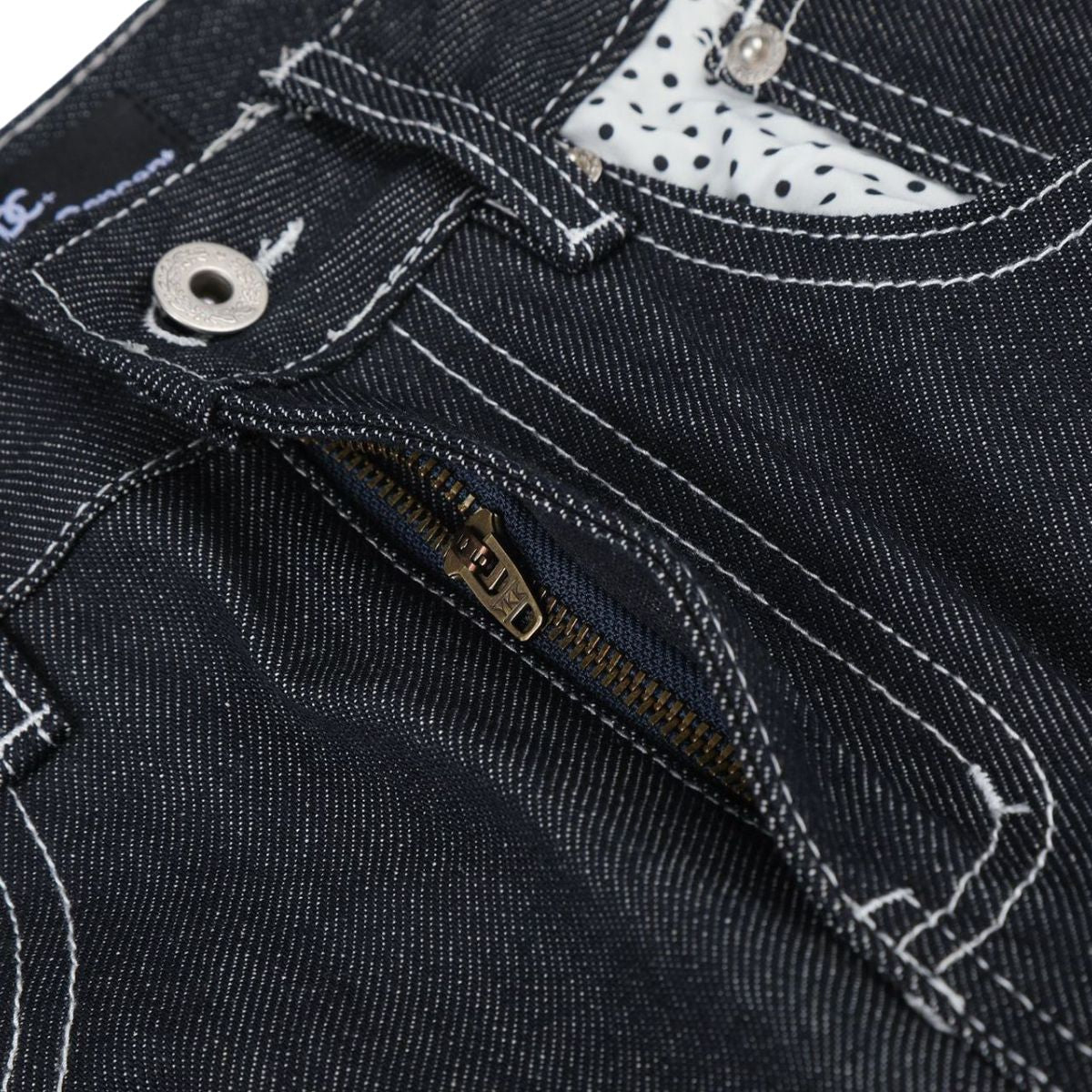 Paneled Pocket Decor Relaxed Raw Denim Jeans