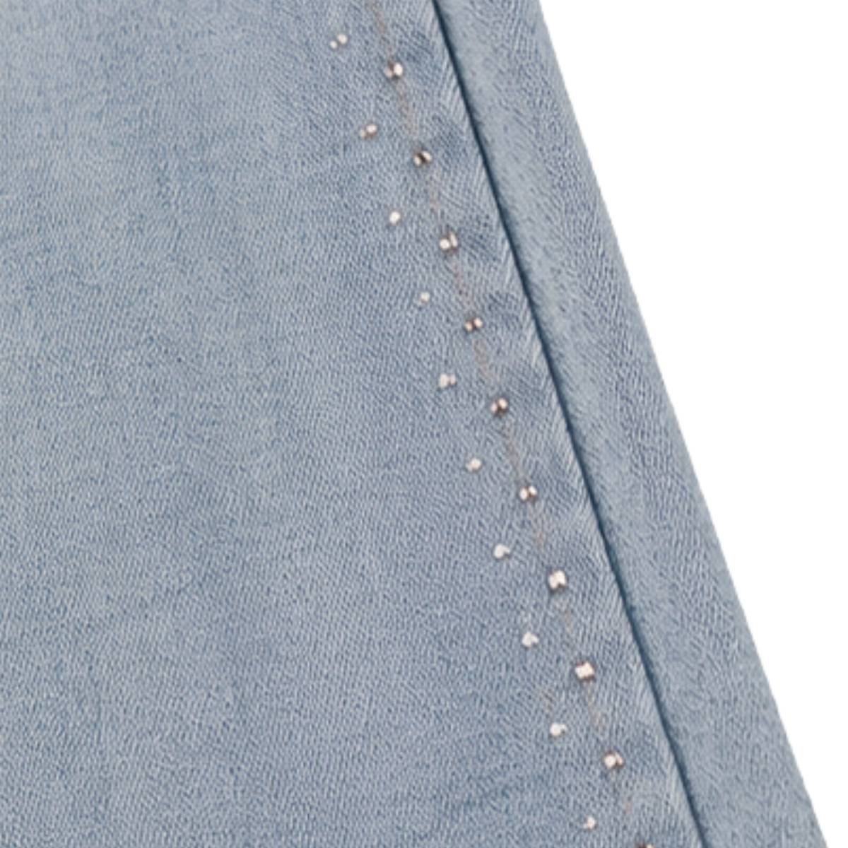 Crystal Trim Stretch Flared Denim Jeans