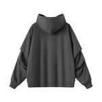 Hooded Terry Sweatshirt With Stacked Ruched Cuffs