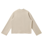 Short‑Wide Mock Neck Sweatshirt With Raw Frayed Loop Hem