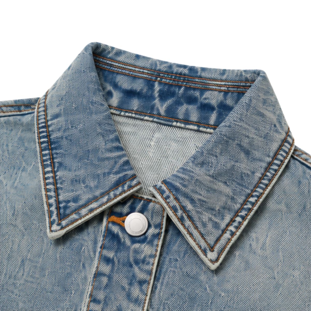 Vintage Washed Cropped Denim Trucker Jacket