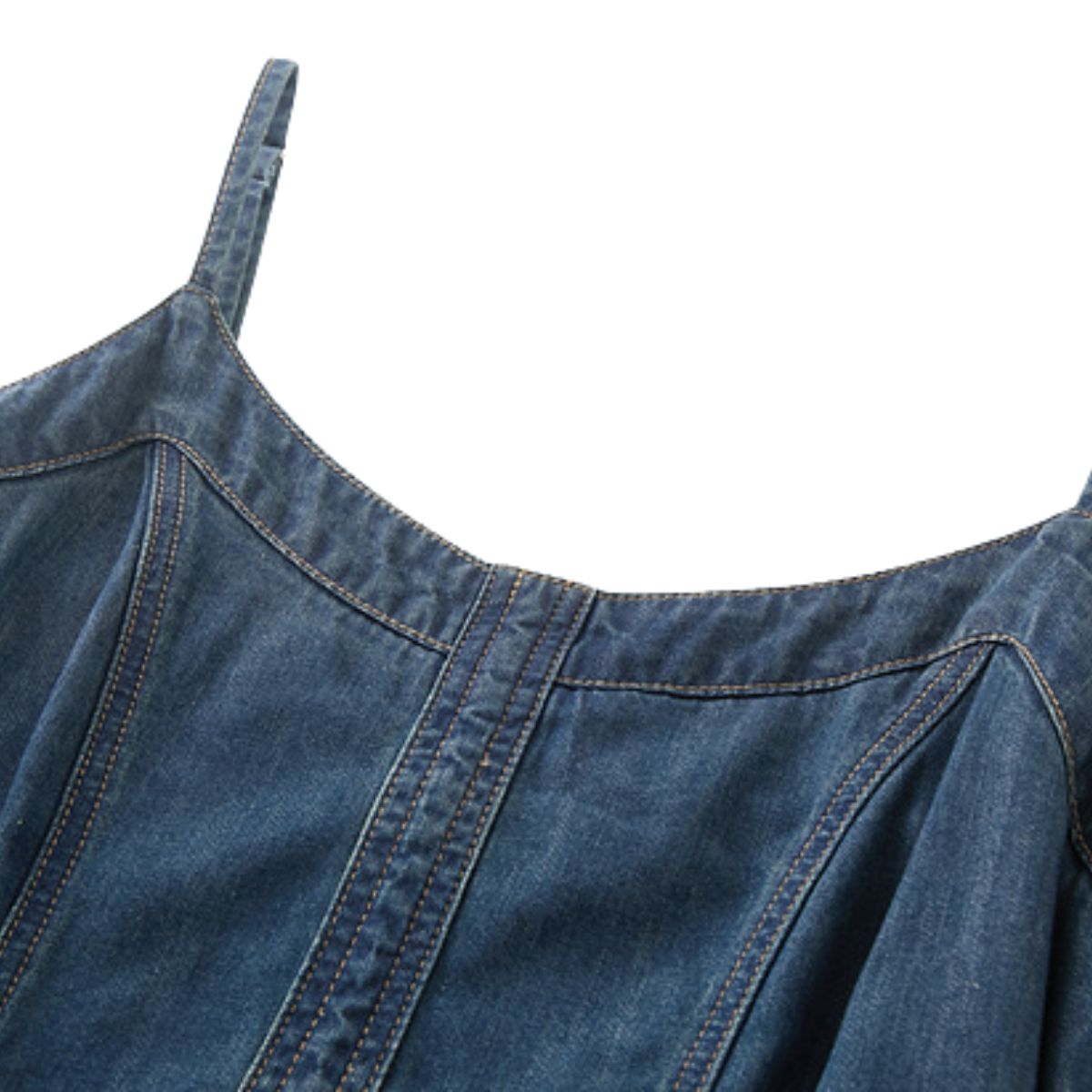 Relaxed Spaghetti Strap Denim Midi Dress