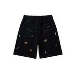 Dog Embroidery Loose Fit Denim Shorts