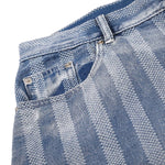 Vintage Washed Striped Denim Bermuda Shorts
