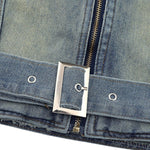 Men's American Zipper Design Washed Distressed Denim Jacket