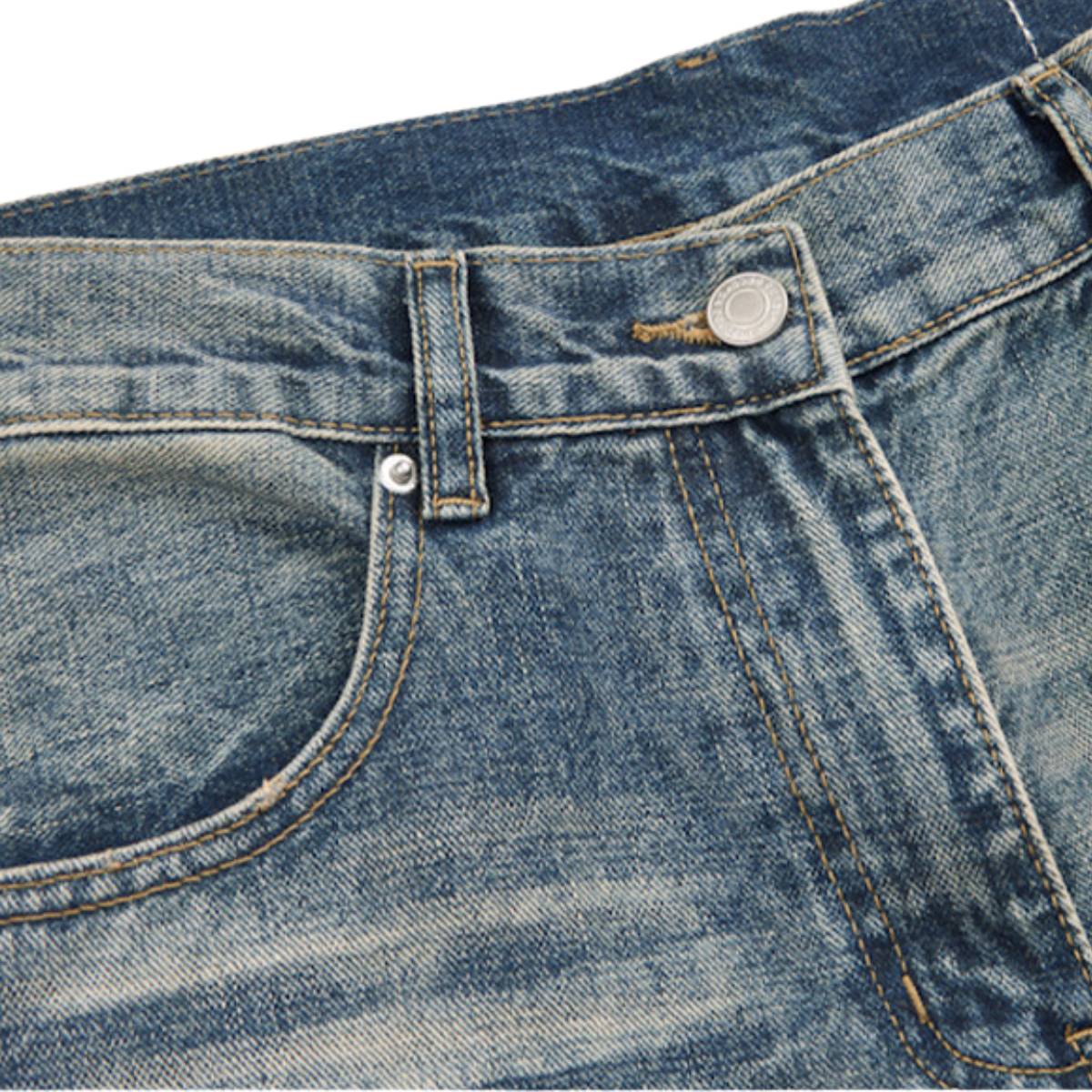 Wash Vintage Whiskered Fluid Flow Wide Leg Denim Jeans