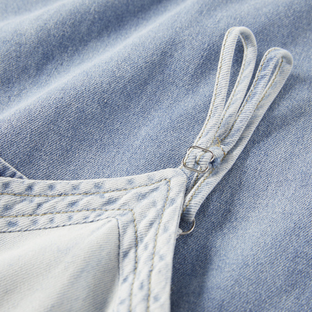 Ombre Denim A-Line Strappy Midi Dress