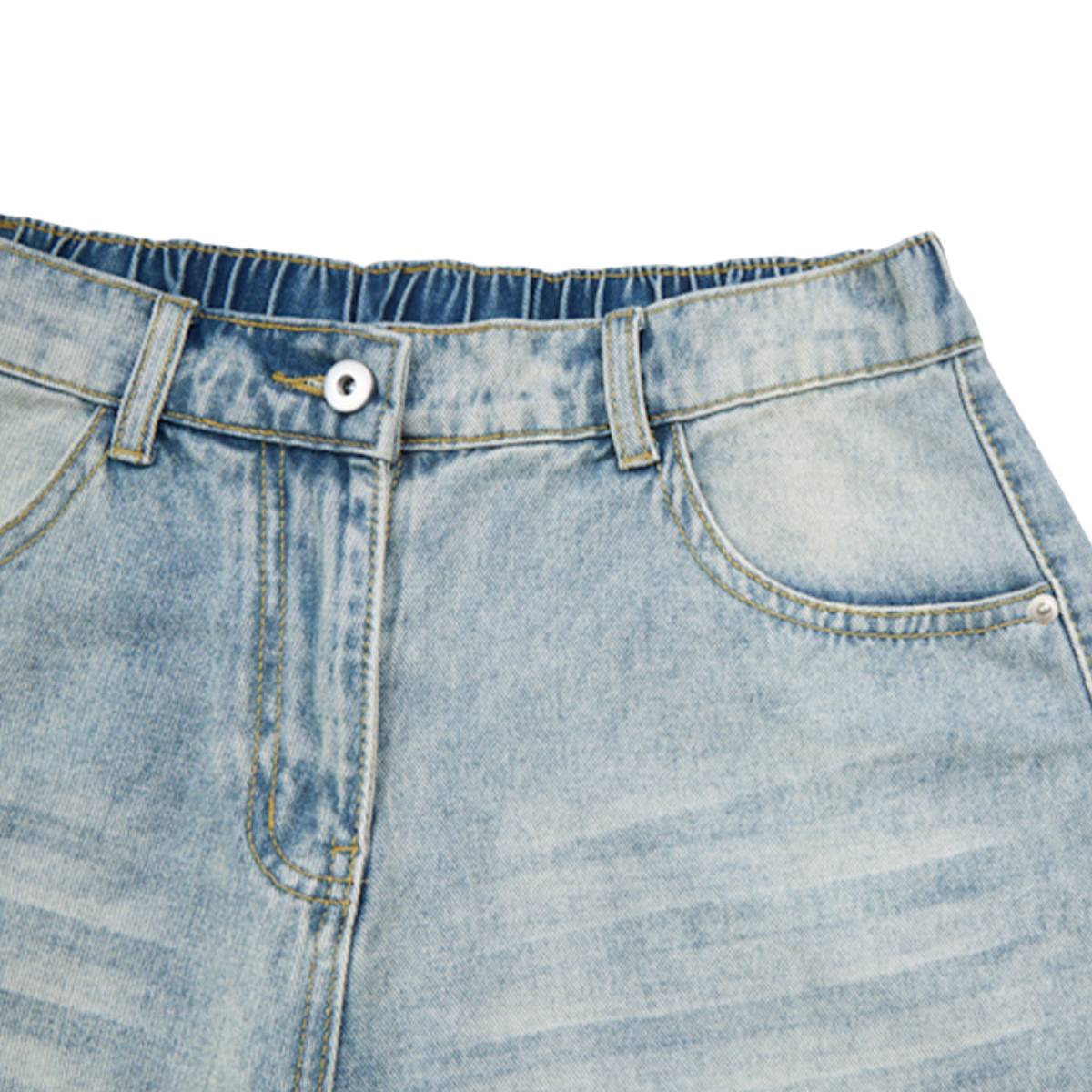 Vintage Washed Multi Pocket Denim Cargo Bermuda Shorts