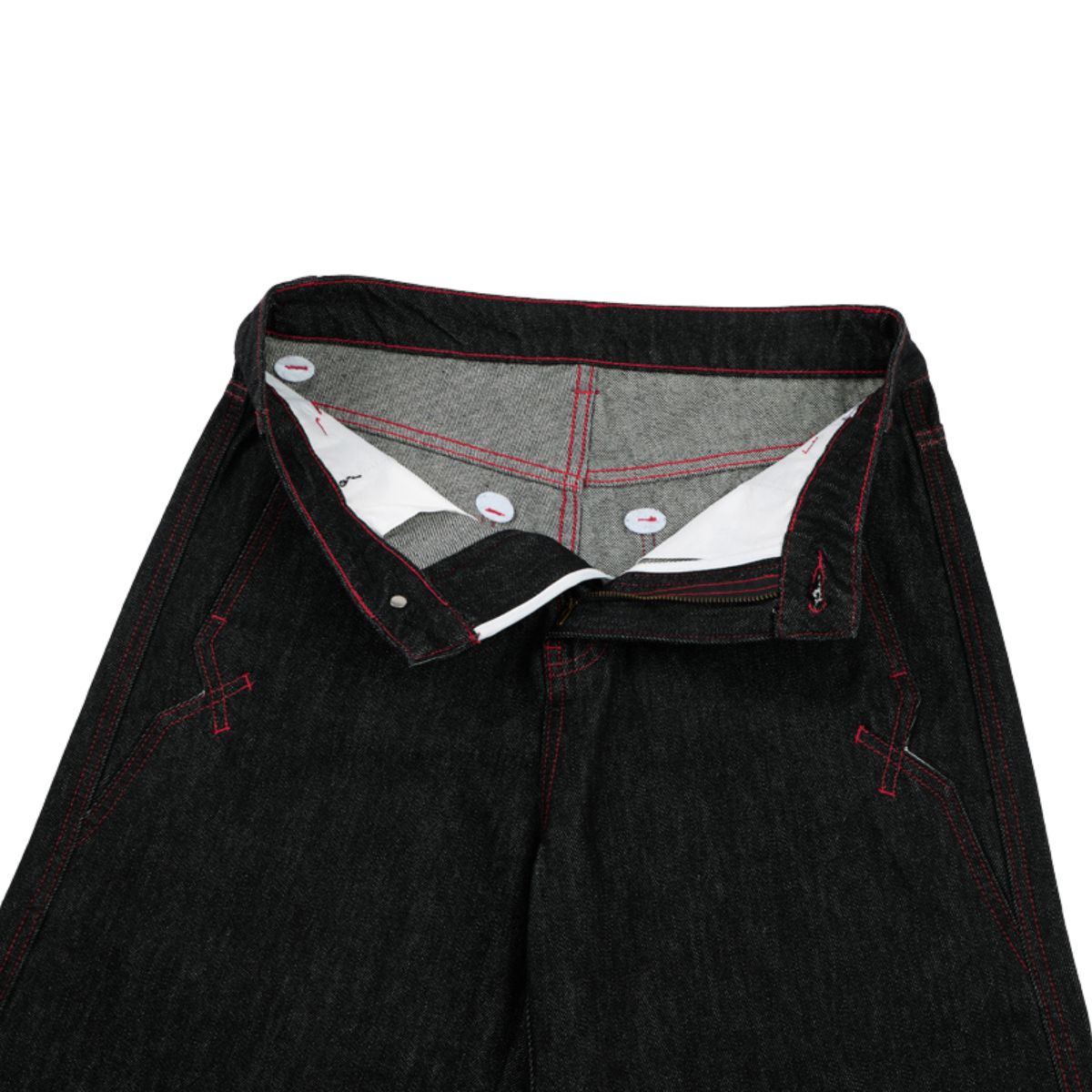 Embroidered Raw Denim Vintage Washed Loose Straight‑Leg Jeans