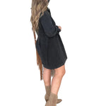Women's Button Front Long Sleeve Short Denim Dress