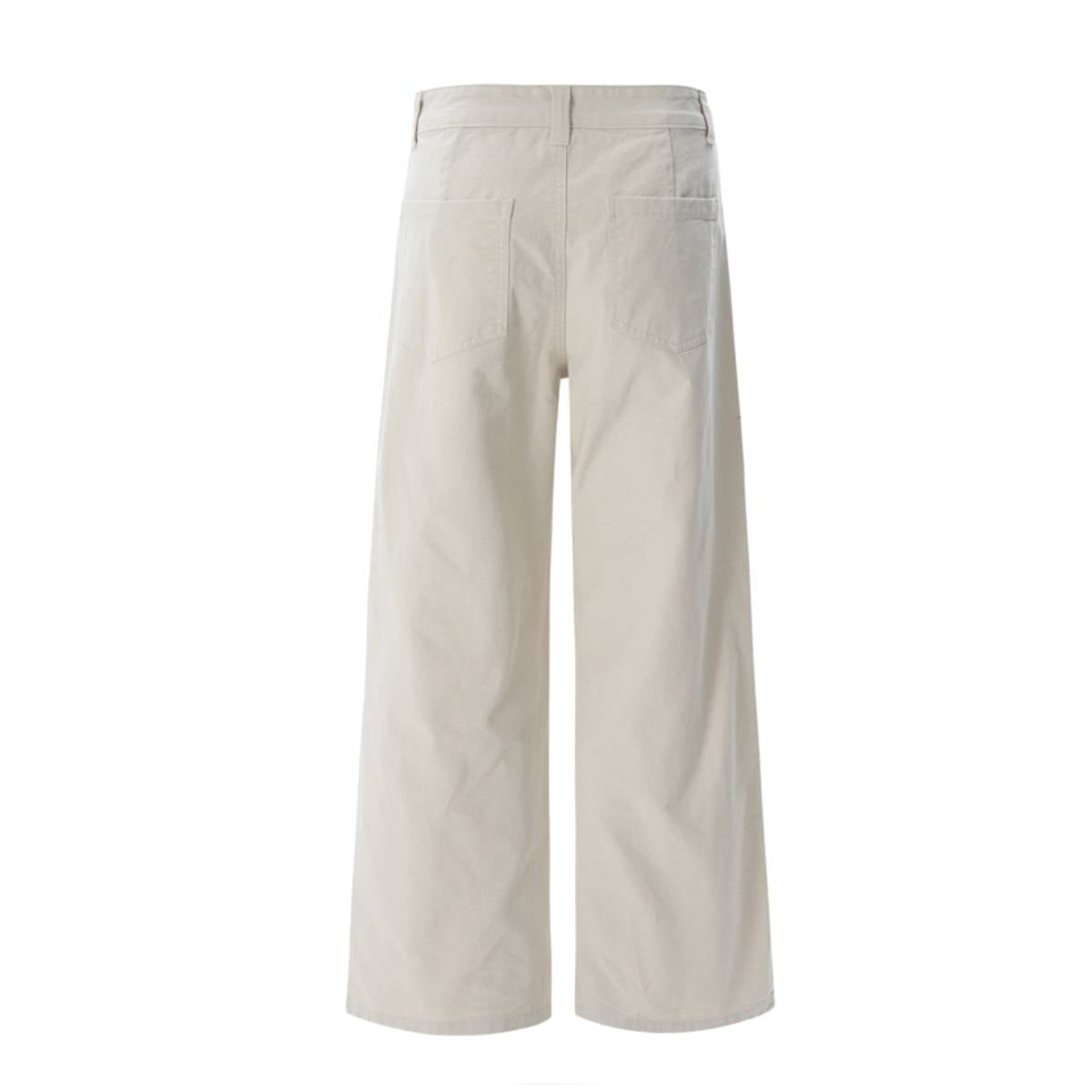 Pantalones de algodón con pierna ancha y color liso
