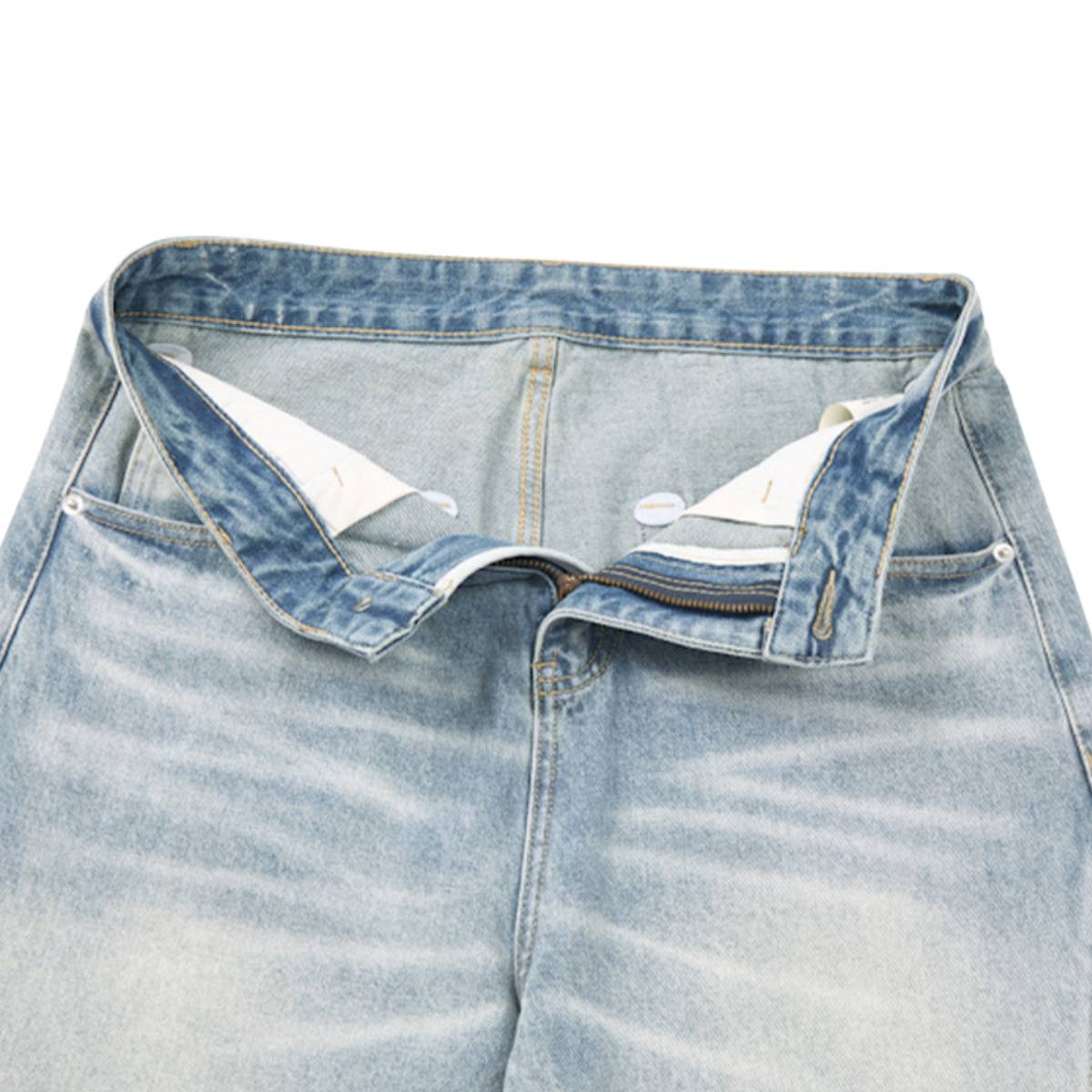 Gradient Washed Whiskered Relaxed Adjustable Hem Pants